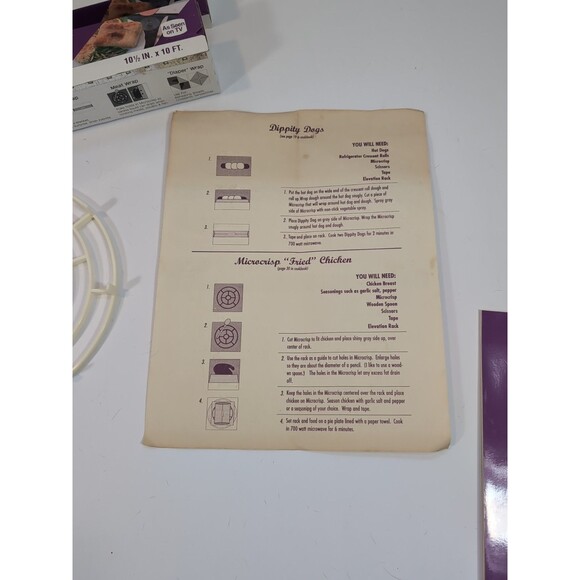 Microcrisp Kit ~ 2 Microwave Crisping Browning Wrap With Tray Cookbook Manual - Picture 7 of 14